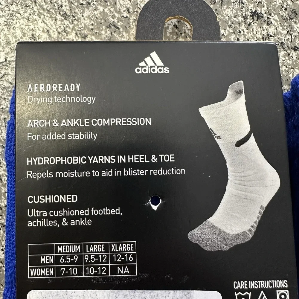 Adidas Crew Socks Mens XL 12-16 Max Cushioned Adizero Football Blue Lot of 2